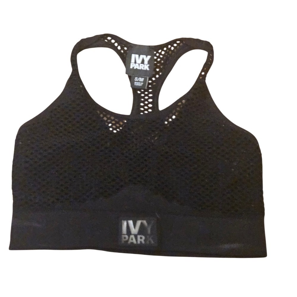 Ivy Park Sports Bra Black Mesh Racerback Athletic Top Activewear S/M‎